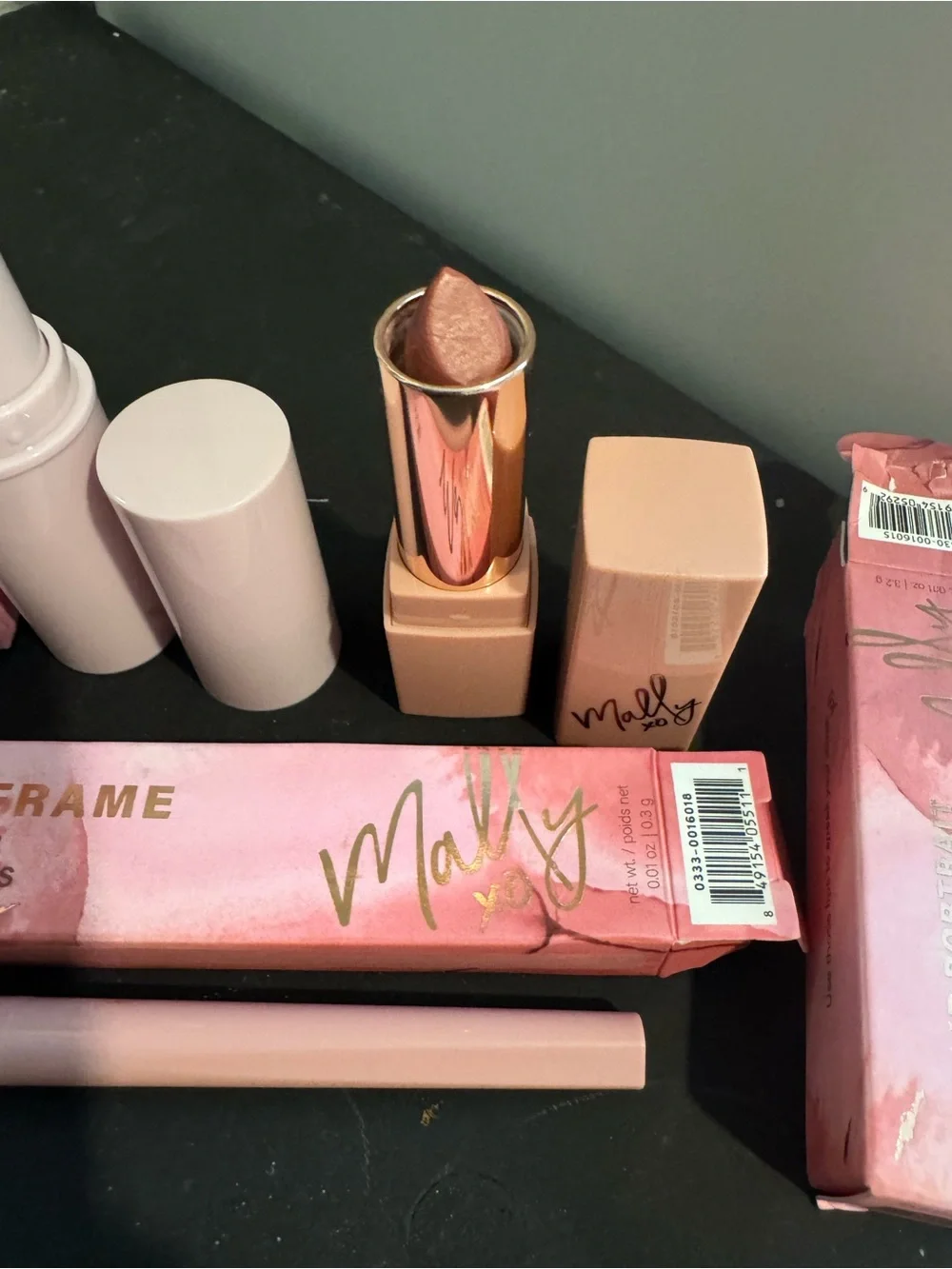 Mally Beauty Pink Nude Lipstick, Lip Liner Duo and Cheek Stick
